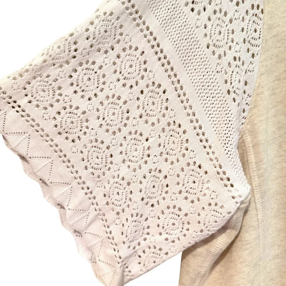 AKEMI + KIN Anthropologie Coro Dolman Crochet Sweatshirt Women's‎ XS Cream Boho